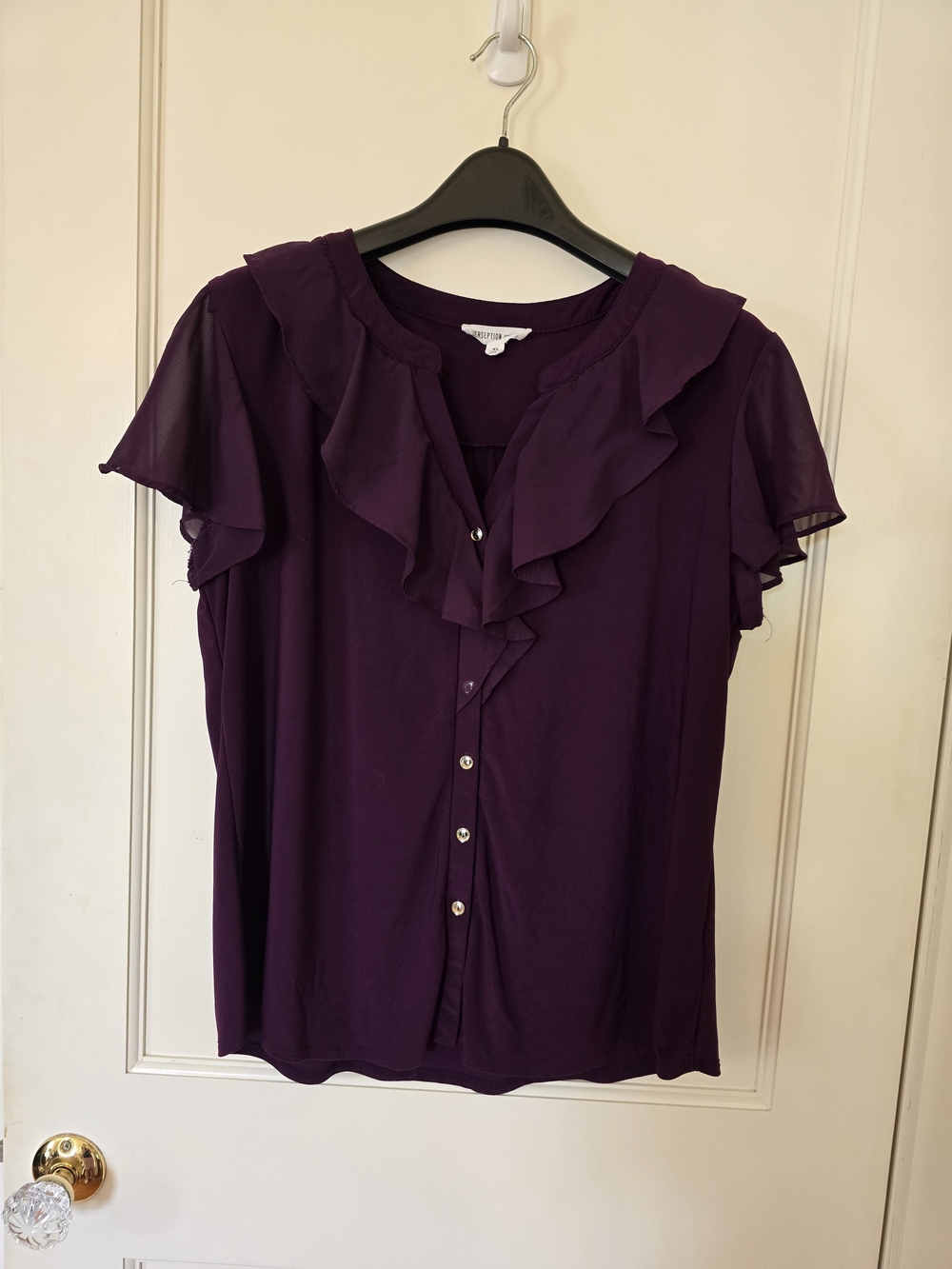 PerSeption Concept Plum Ruffle Button-Front Blouse XL